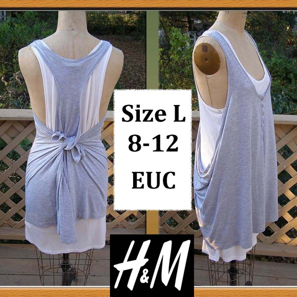 H&M Lagenlook draped Double Layer Tank dress sz L - Picture 1 of 13